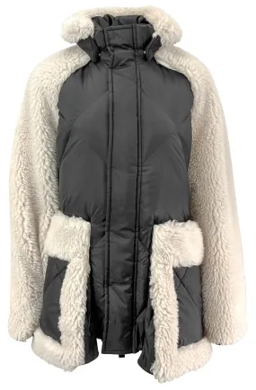 sacai Faux Shearling Jacket in Cream/Black