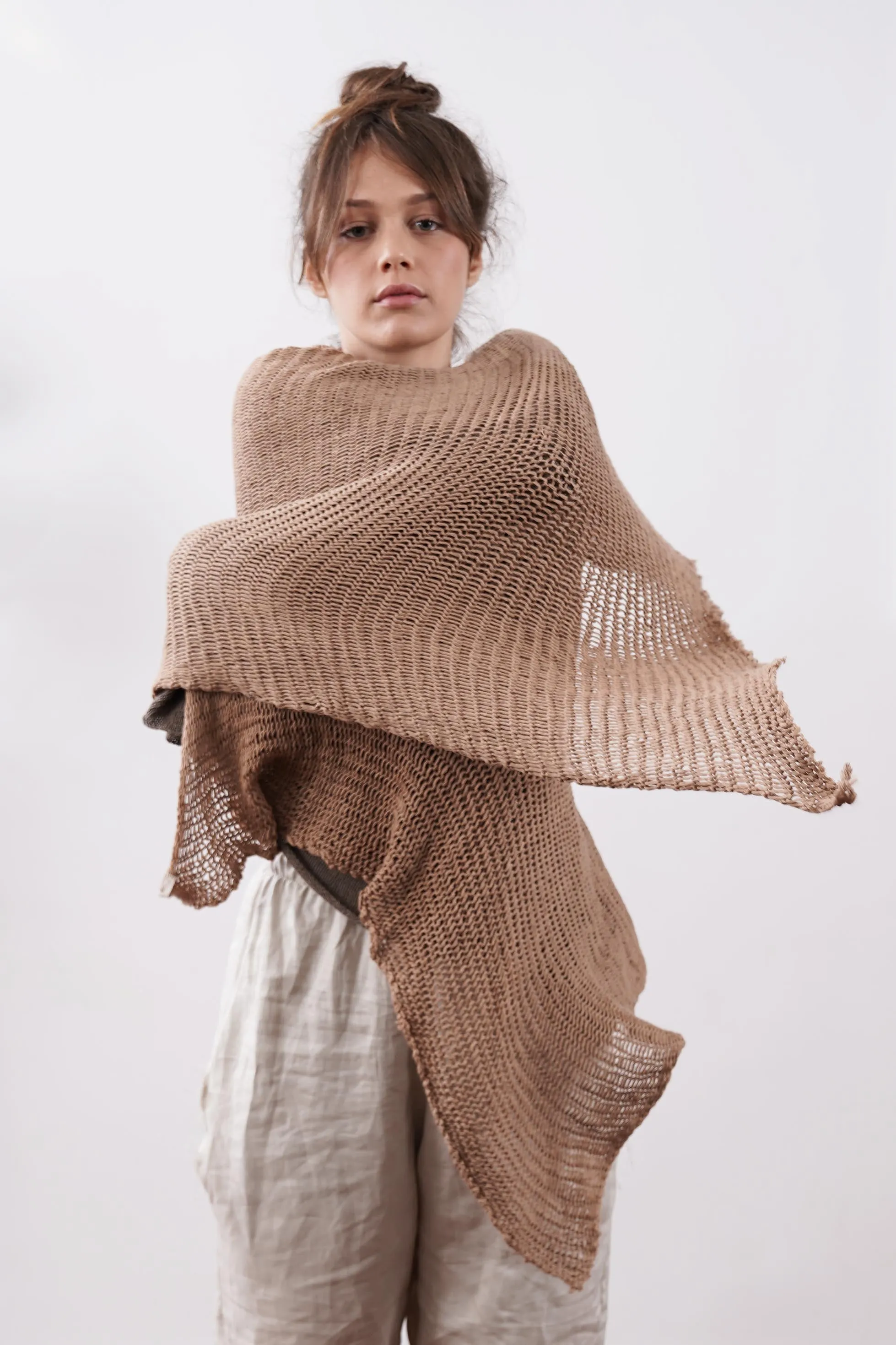 Sand Beige Big Chunky Soy Shawl Scarf