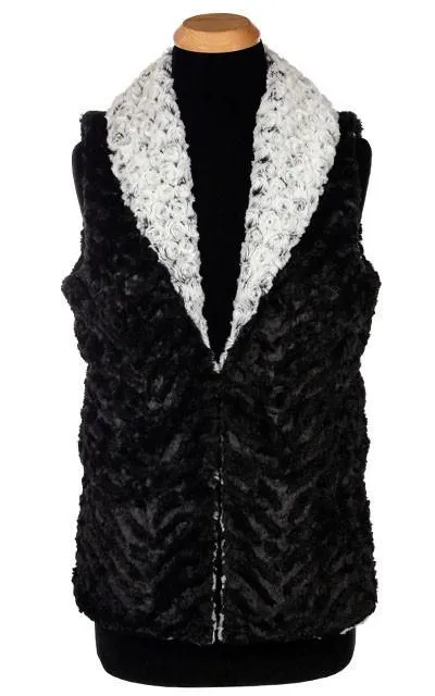 Shawl Collar Vest - Rosebud Faux Fur with Cuddly Fur