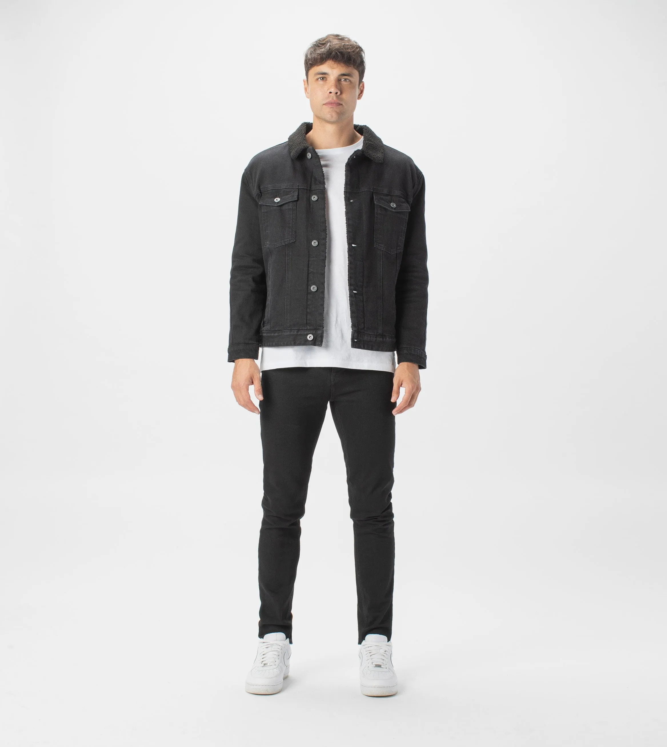 Sherpa Denim Jacket Black