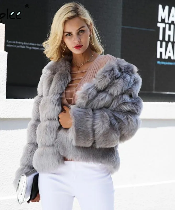 Short Vintage Faux Fur Coat