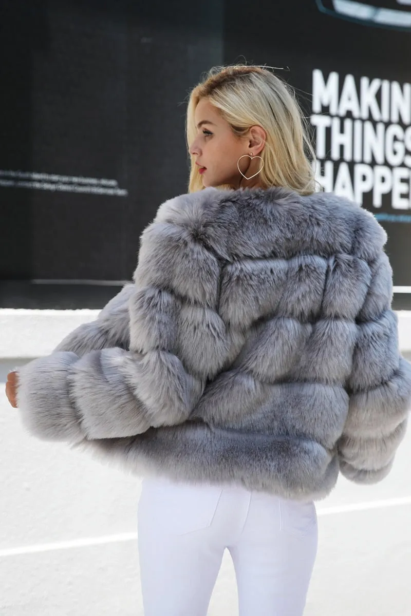 Short Vintage Faux Fur Coat