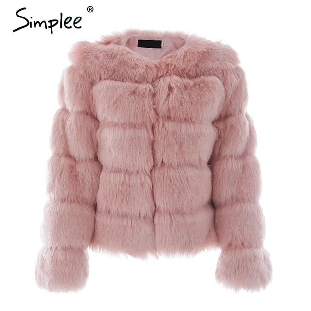 Short Vintage Faux Fur Coat