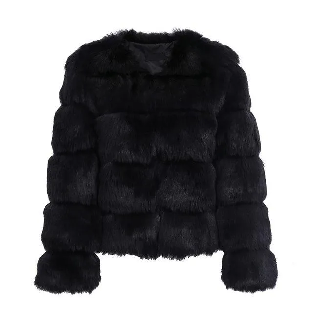 Short Vintage Faux Fur Coat