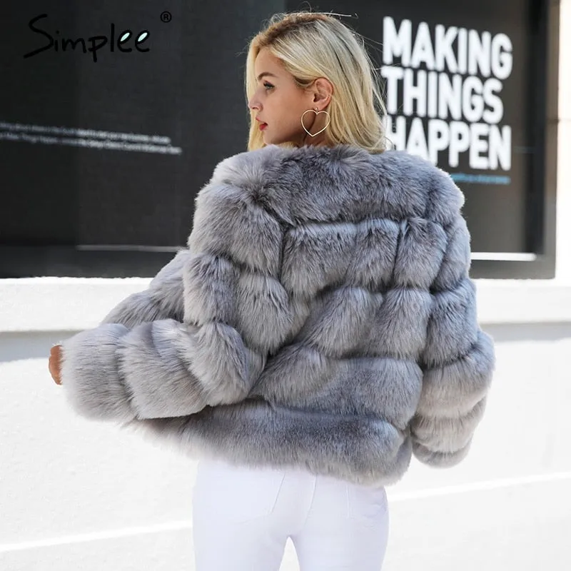 Short Vintage Faux Fur Coat