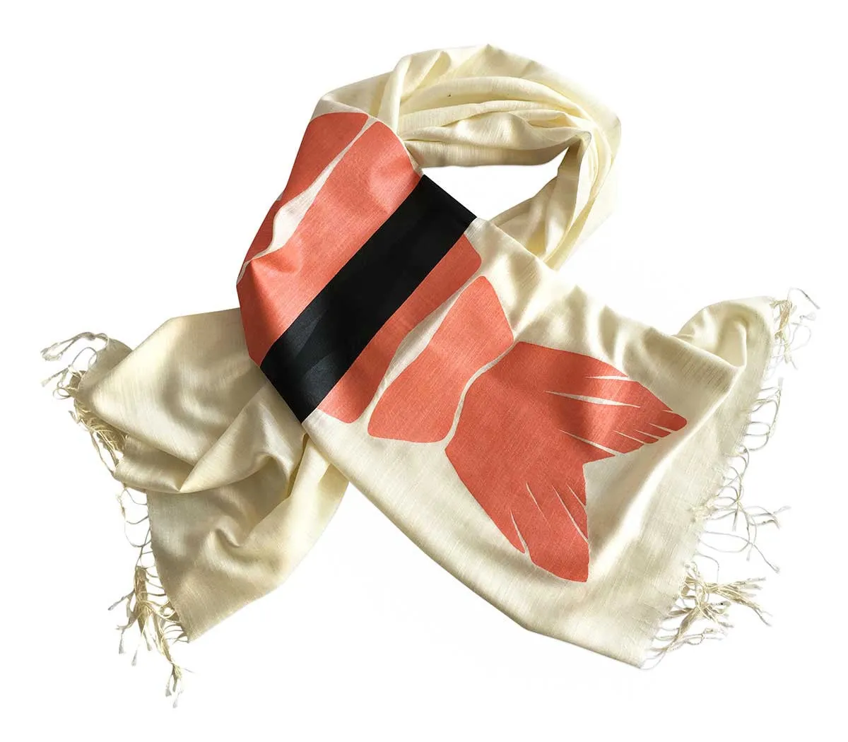 Shrimp Sushi Scarf. Ebi Nigiri Linen Weave Pashmina