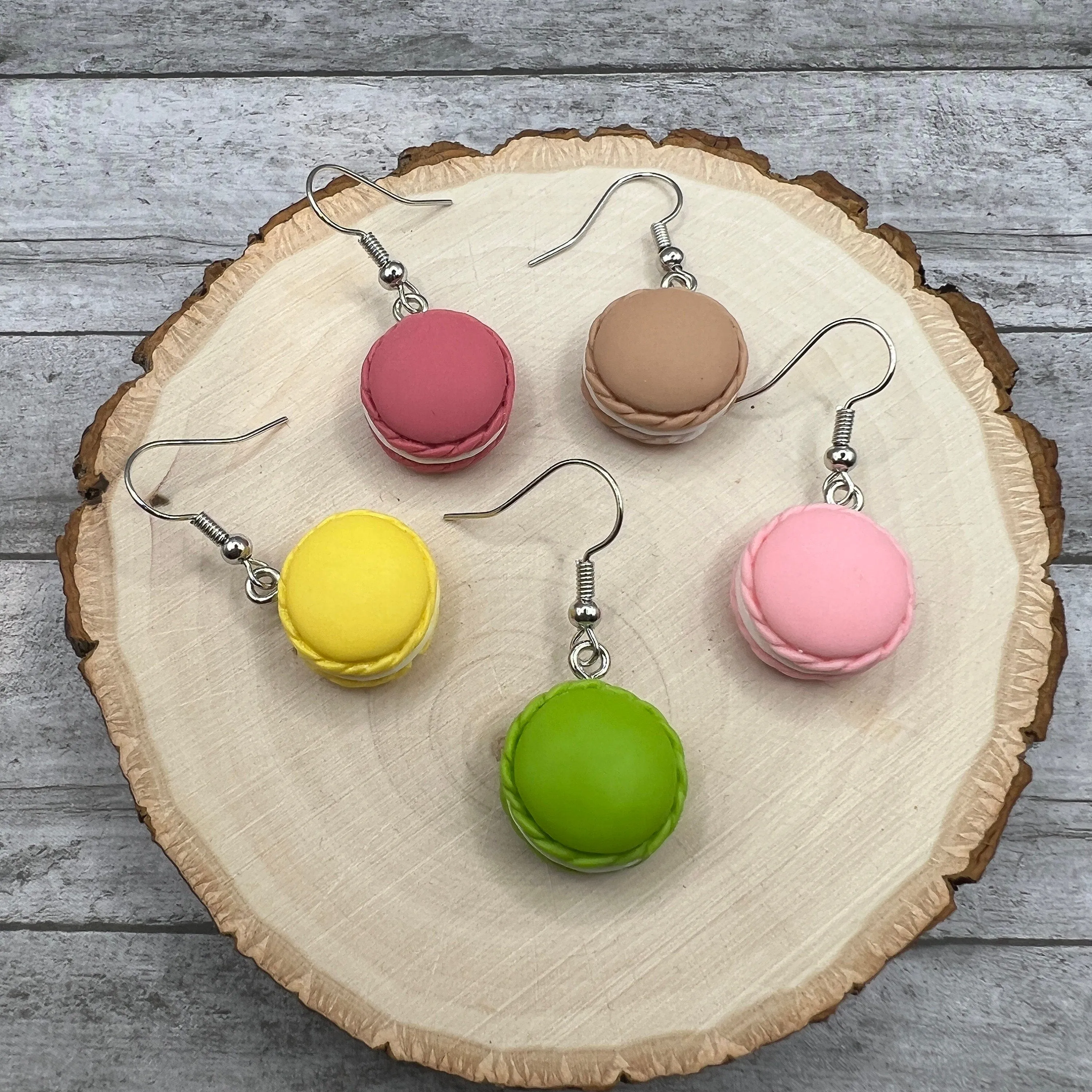 Small Resin Cartoon Kawaii Style Macaron Cookie Earrings - Clearance