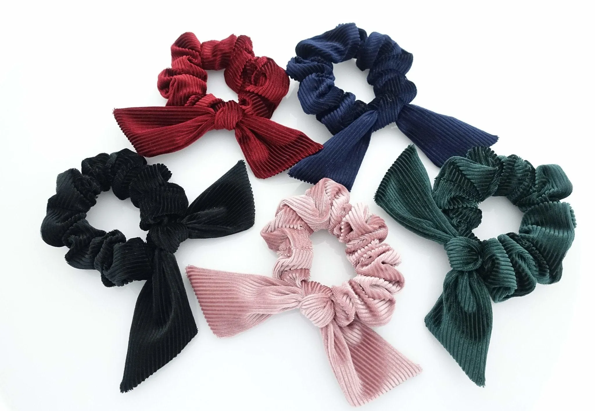 soft glossy corduroy bow knot scrunchies cute hair tie women scrunchie hair accessory