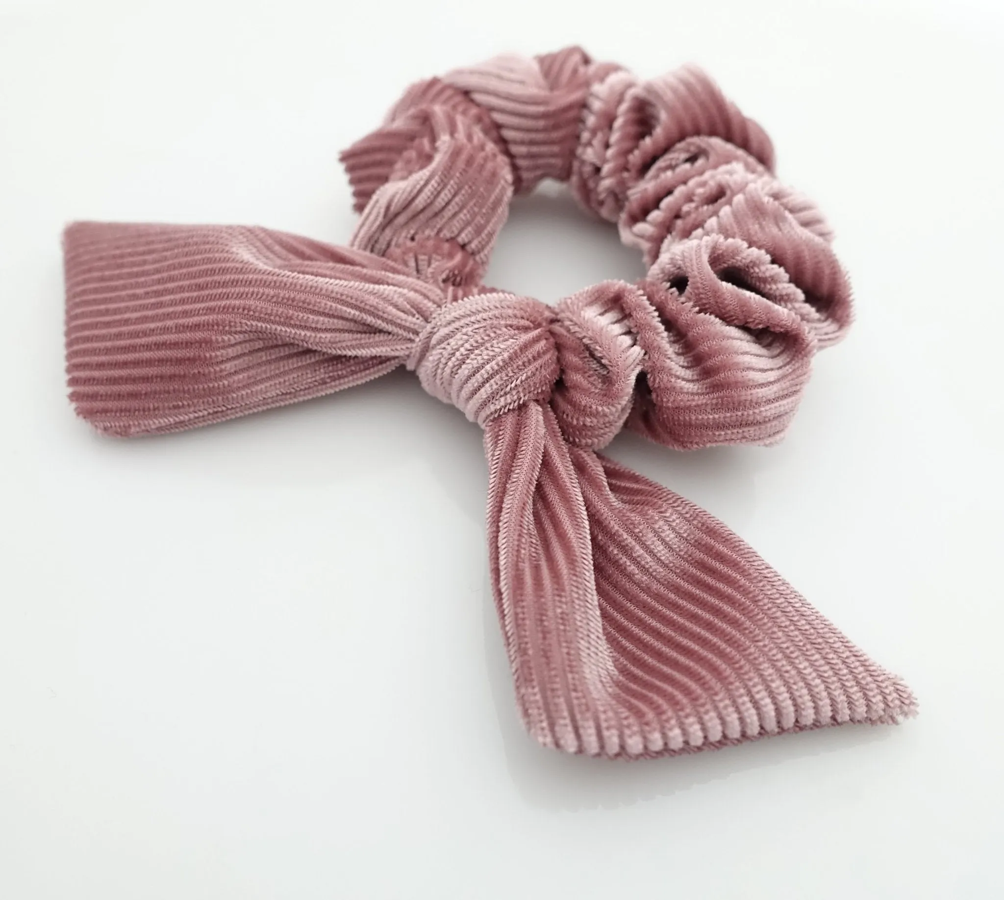 soft glossy corduroy bow knot scrunchies cute hair tie women scrunchie