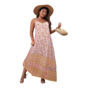 Southern Belle Floral Peach A-line Maxi Dress