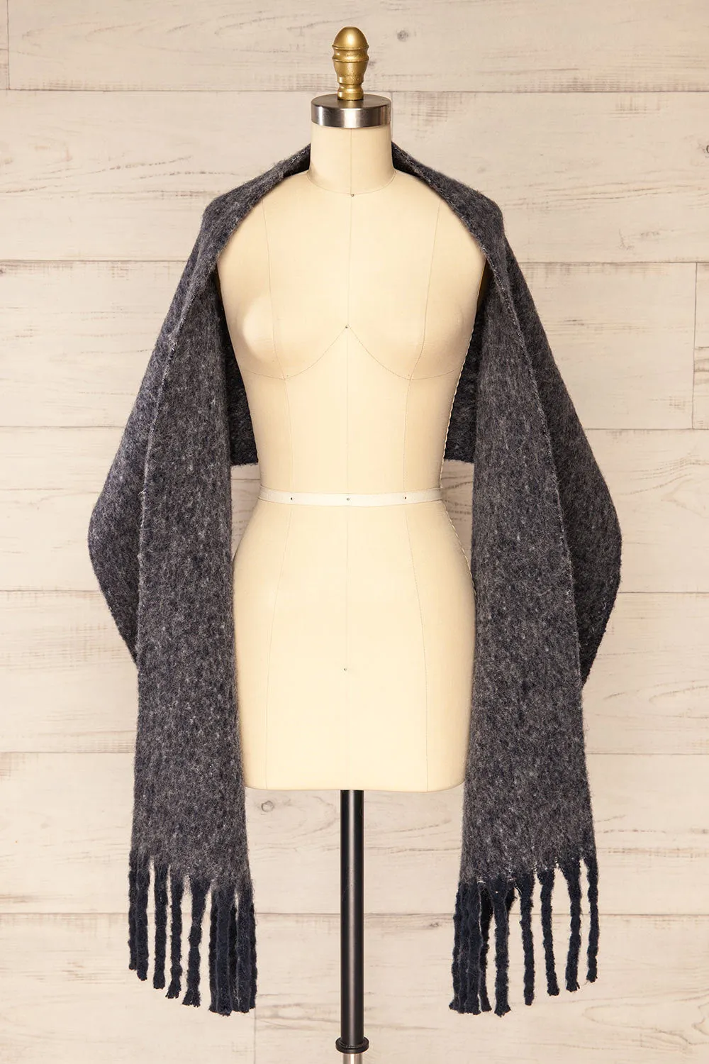 Telford Grey | Fuzzy Knit Scarf