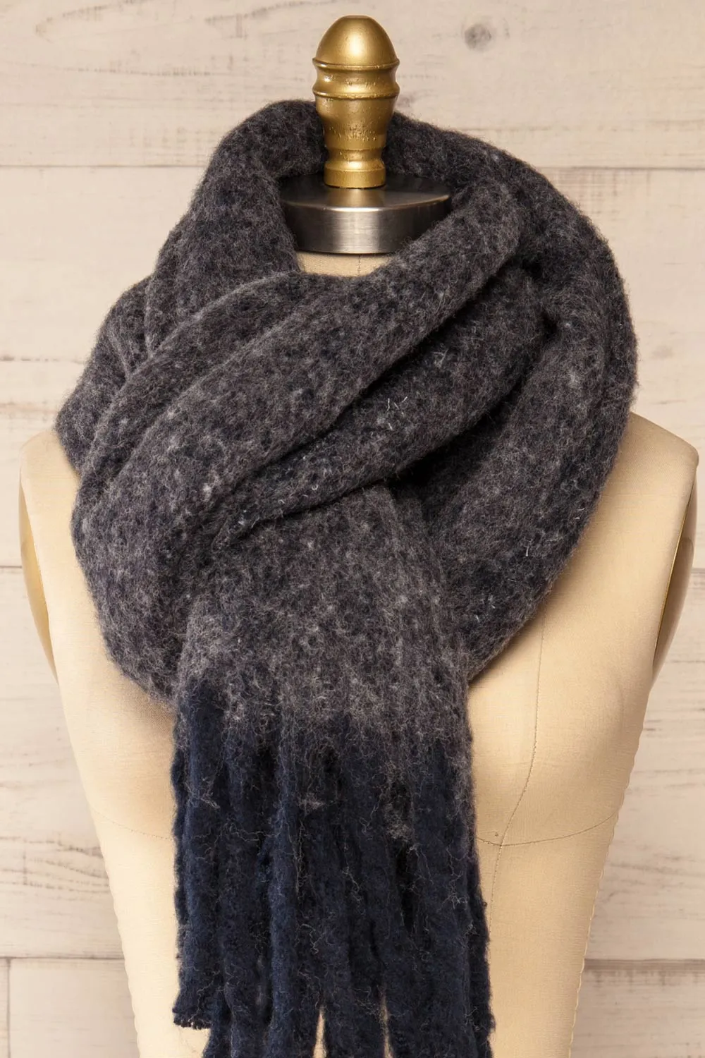 Telford Grey | Fuzzy Knit Scarf