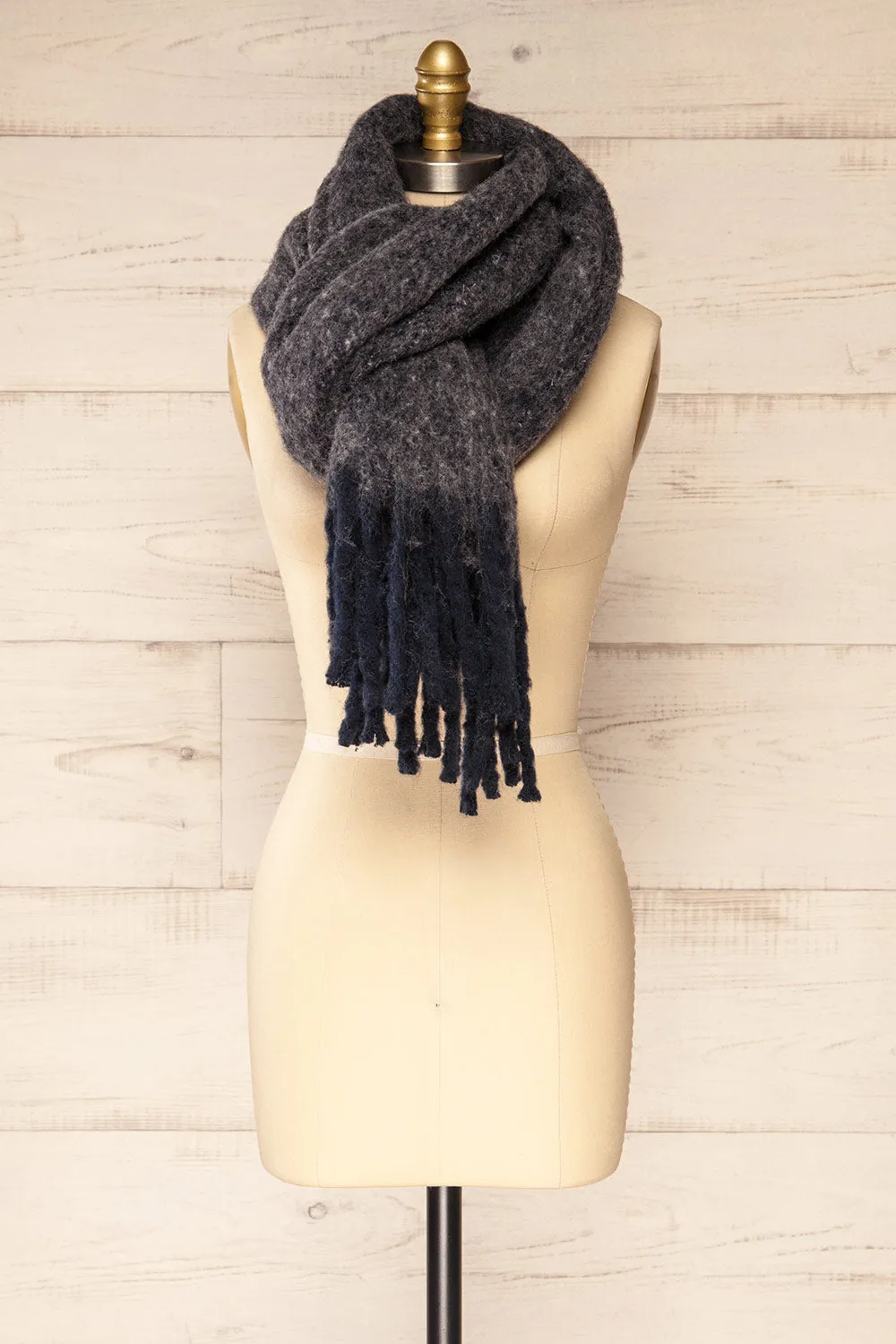 Telford Grey | Fuzzy Knit Scarf