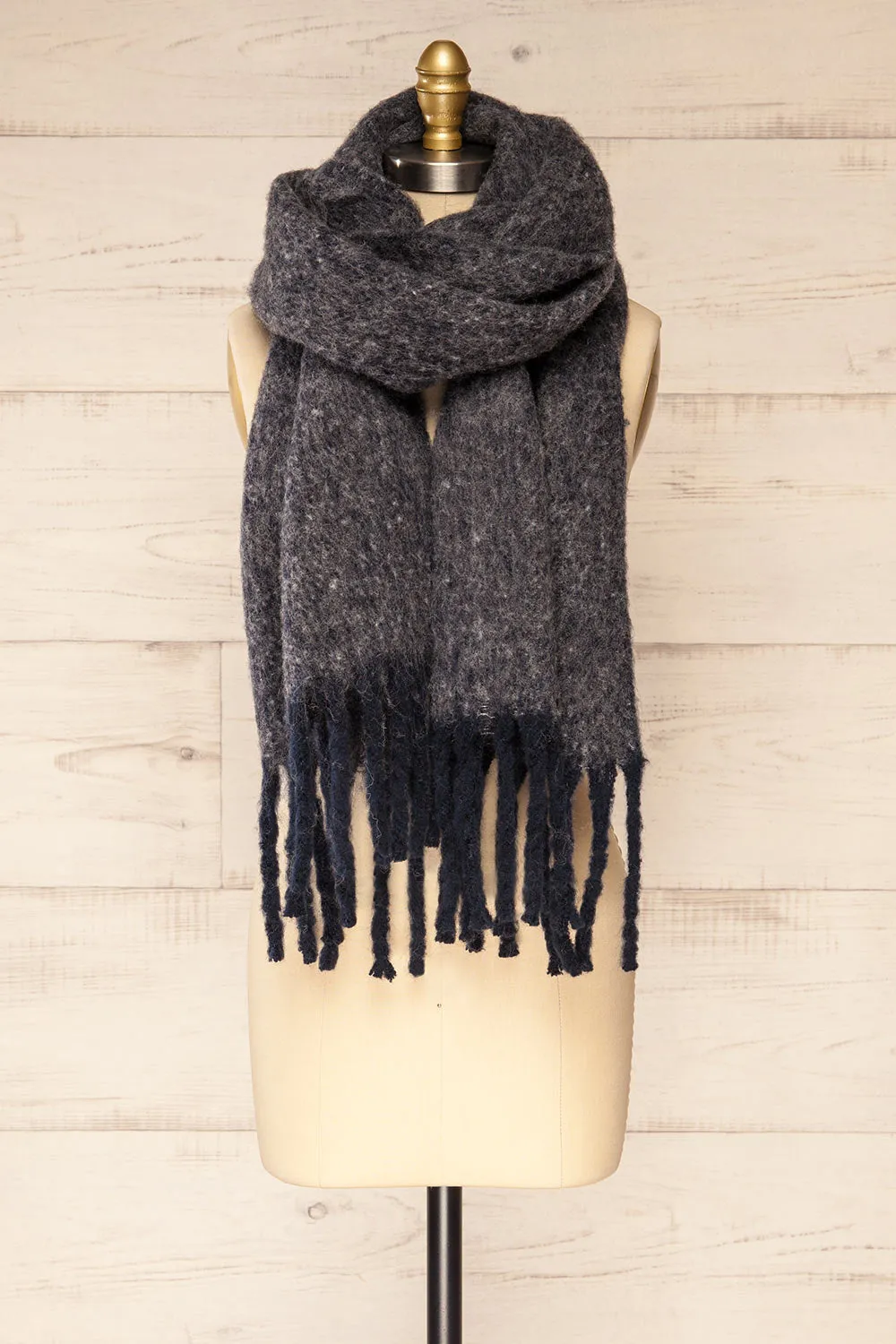 Telford Grey | Fuzzy Knit Scarf