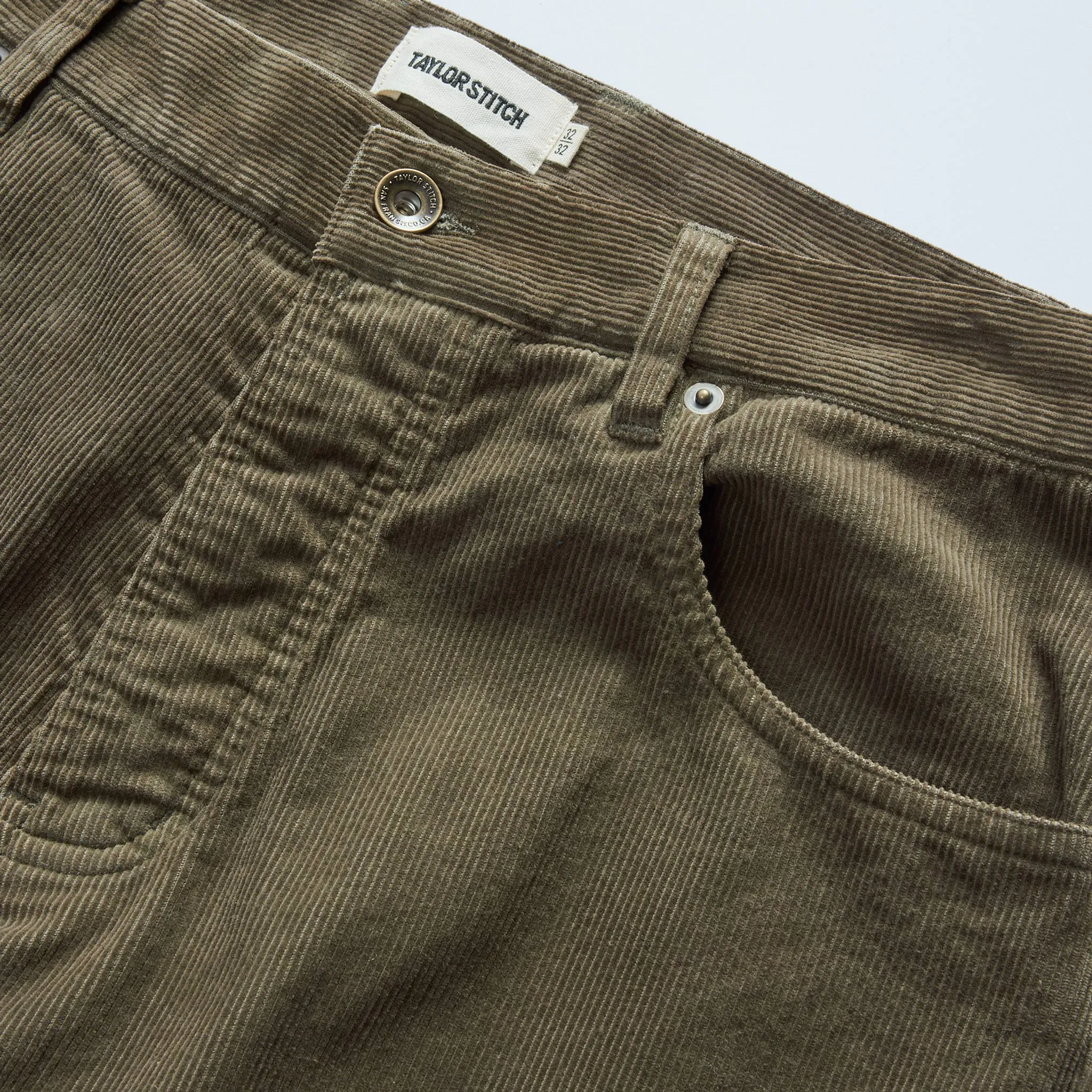 The Democratic 5-Pocket Pant in Fatigue Olive Corduroy