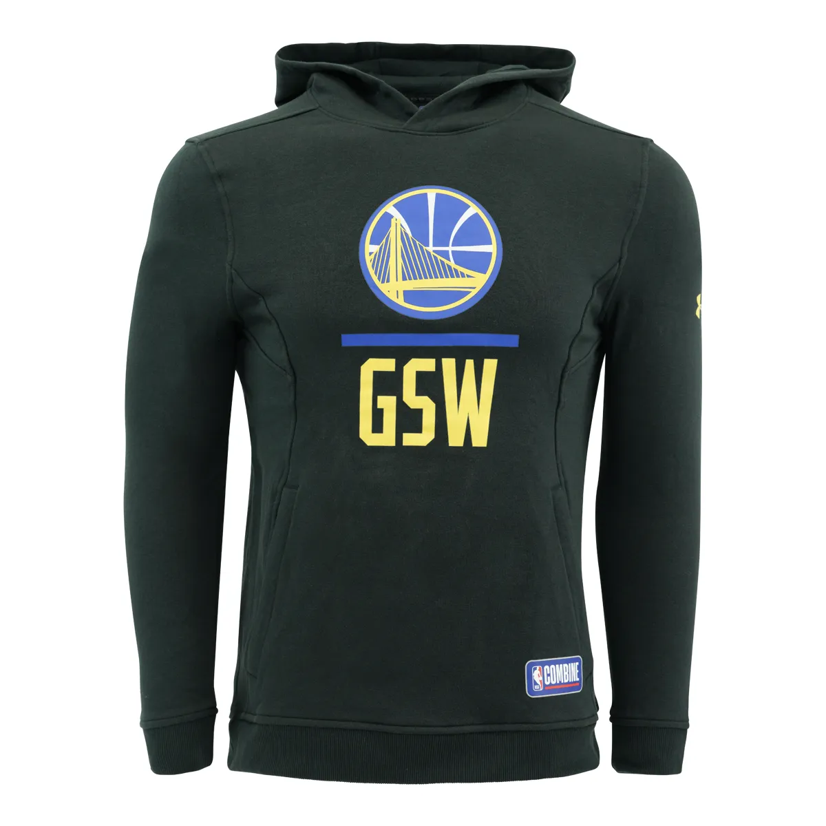 Under Armour Men's Threadborne Loose Fit Hoodie Sweatshirt NBA Golden State Warriors Black/Royal/Yellow L