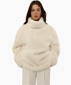 Unisex White Mink Fur Sweater