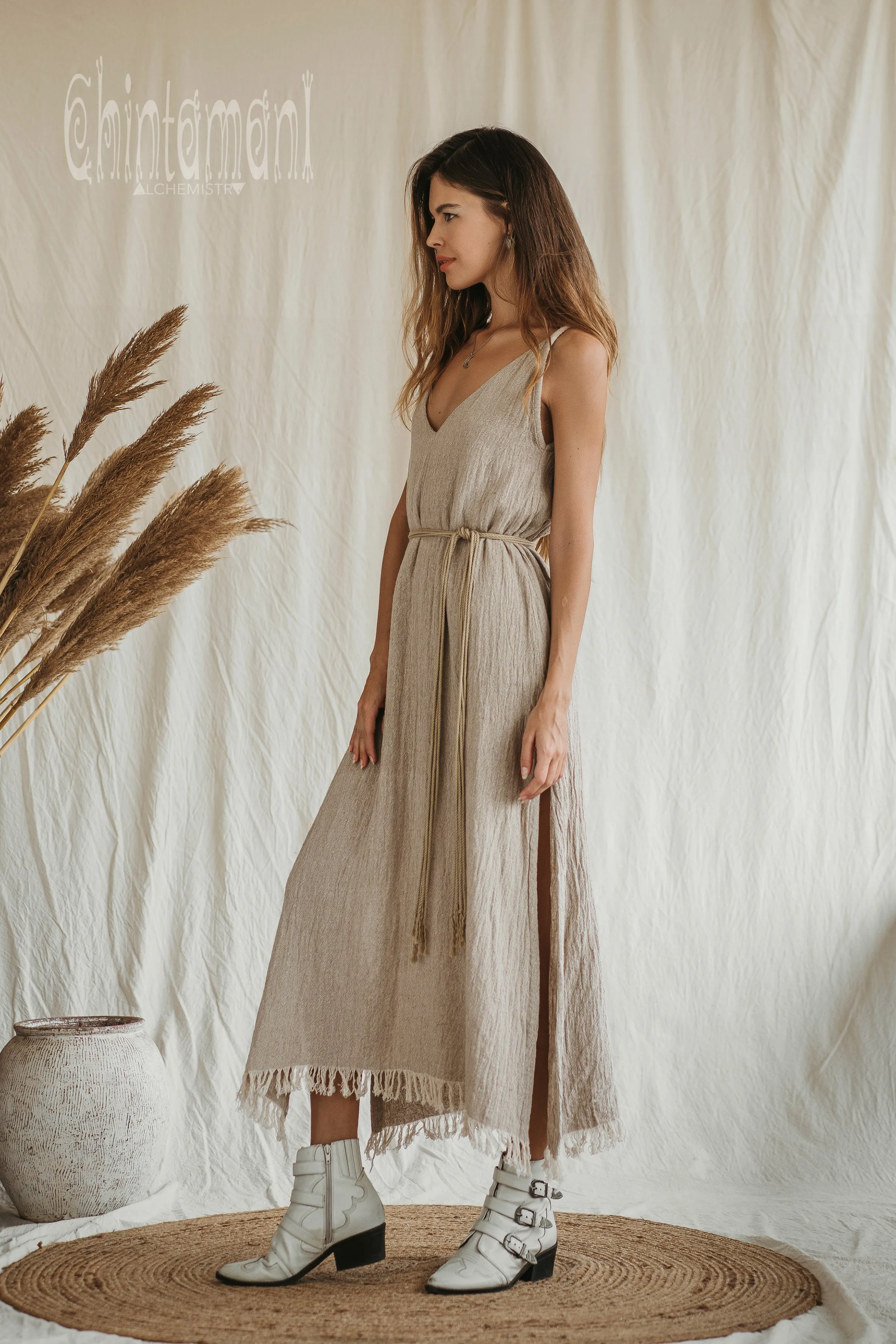 V-neck Maxi Dress / Beige