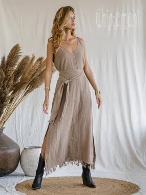 V-neck Maxi Dress / Coffee