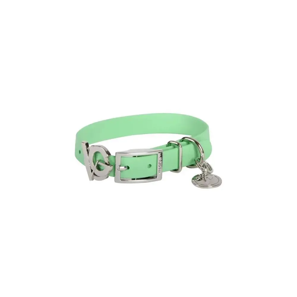 Valgray Splash Proof Adjustable Dog Collar Pistachio & Silver Small 37cm x 1.5cm x 0.2cm