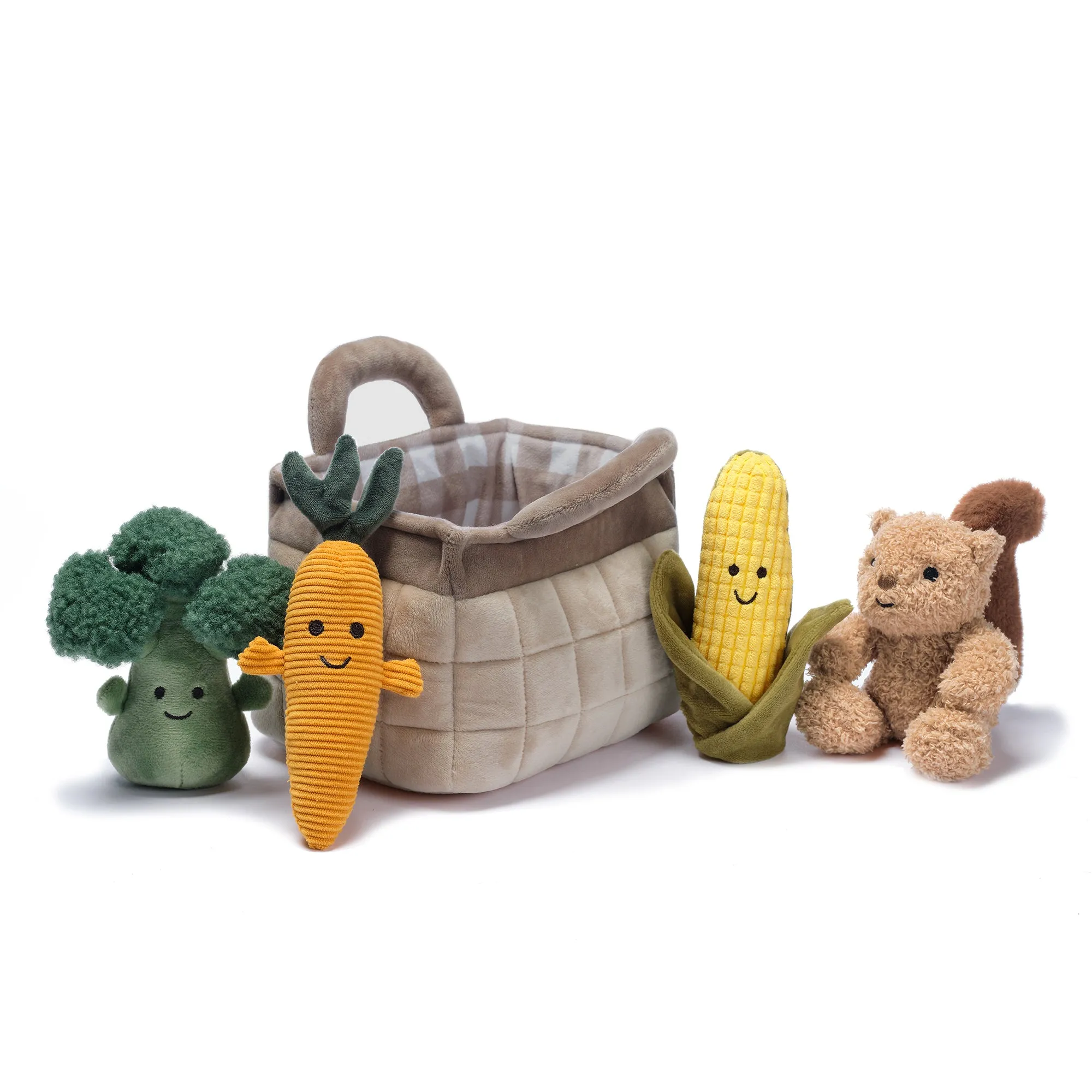 Veggie Basket Interactive Play Set with Plush Toys