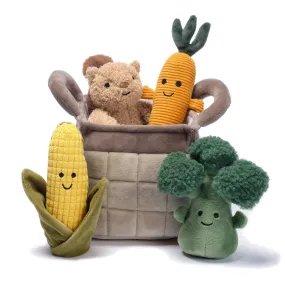 Veggie Basket Interactive Play Set with Plush Toys