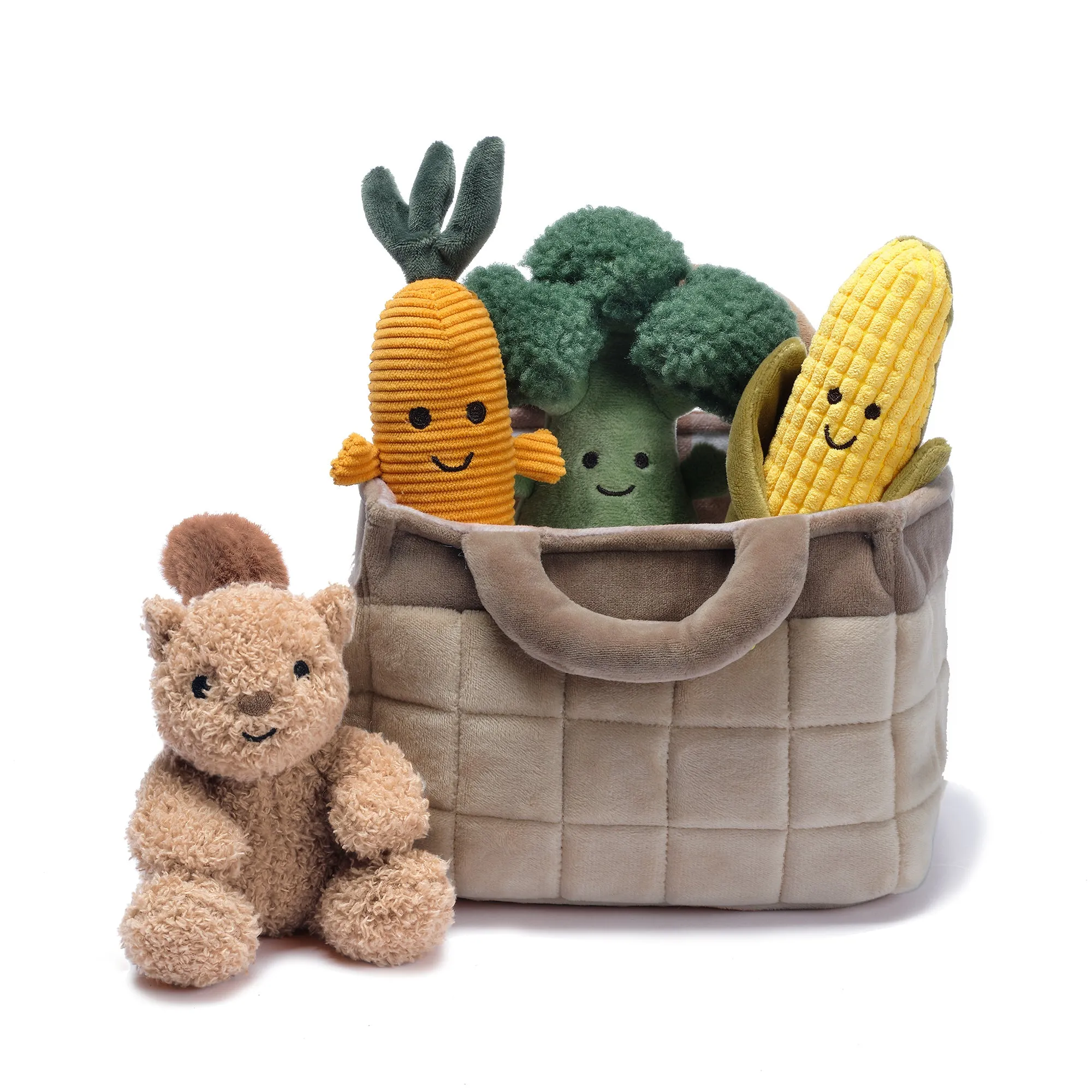 Veggie Basket Interactive Play Set with Plush Toys