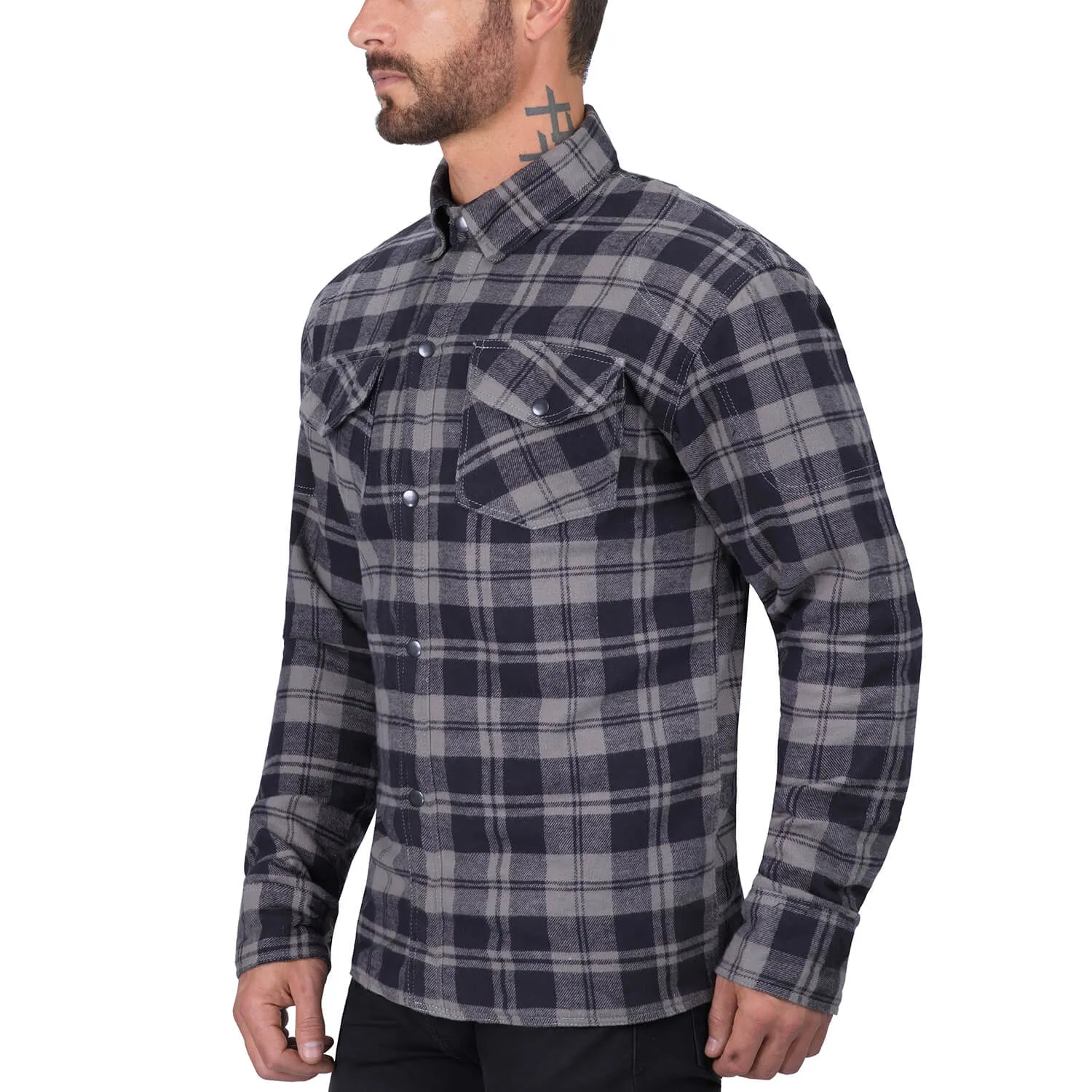 Viking Cycle Gray Textile Motorcycle Flannel Shirt for Men