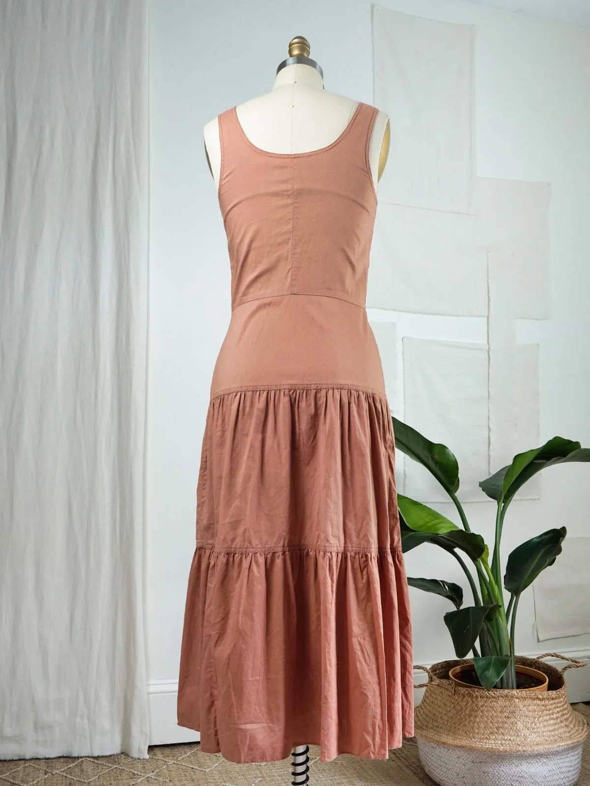 Vintage Dusty Rose Tiered Tank Dress