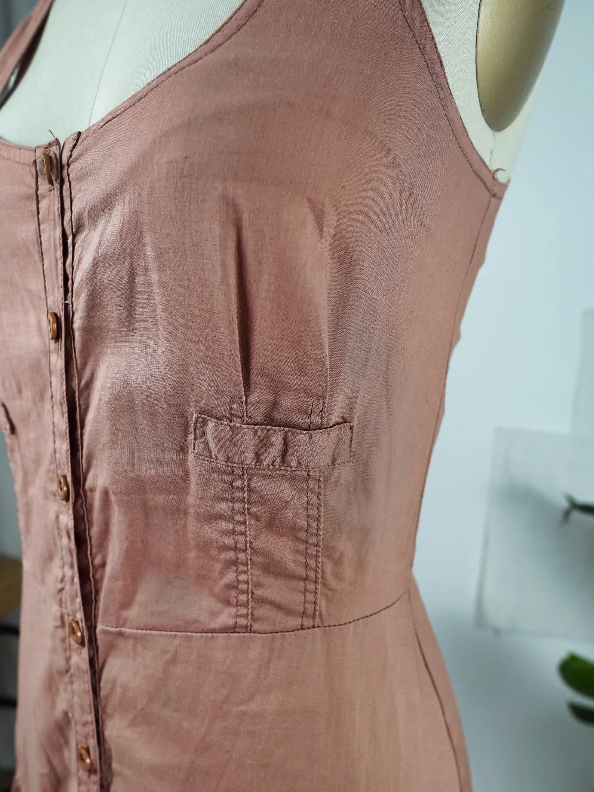 Vintage Dusty Rose Tiered Tank Dress