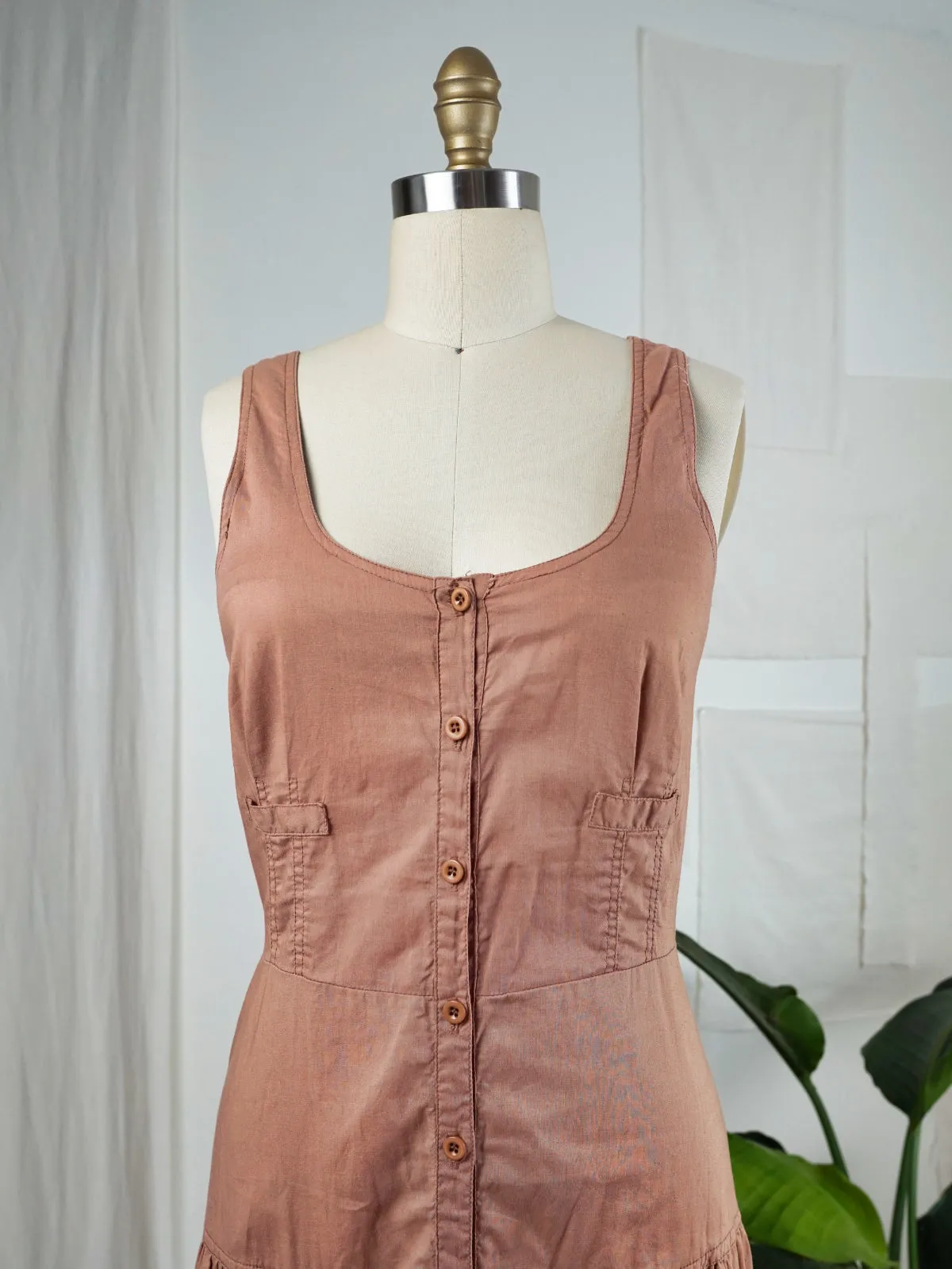 Vintage Dusty Rose Tiered Tank Dress