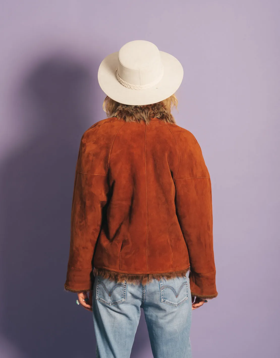 Vintage suede faux fur jacket