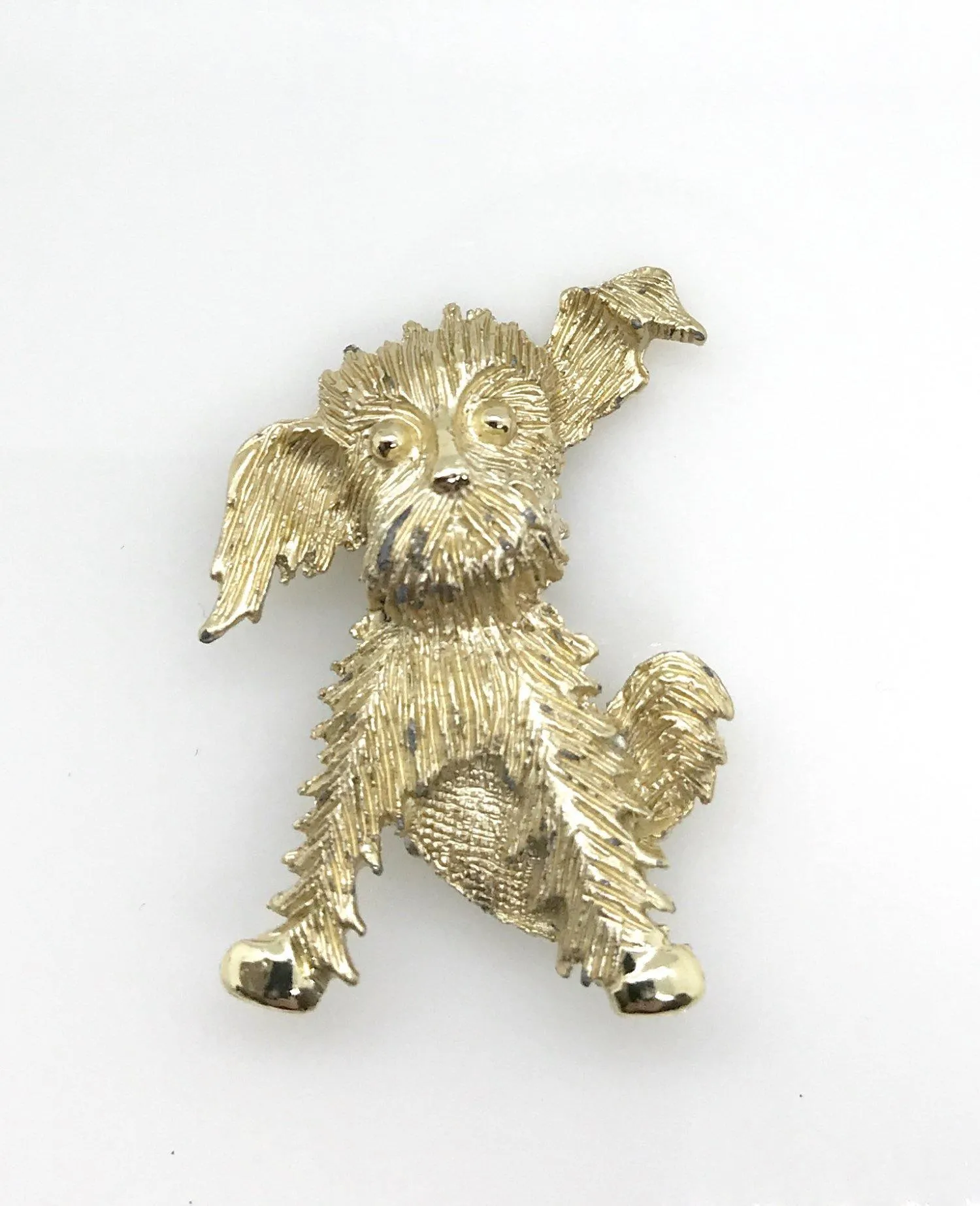 Whimsical Vintage Scratching Doggie Brooch