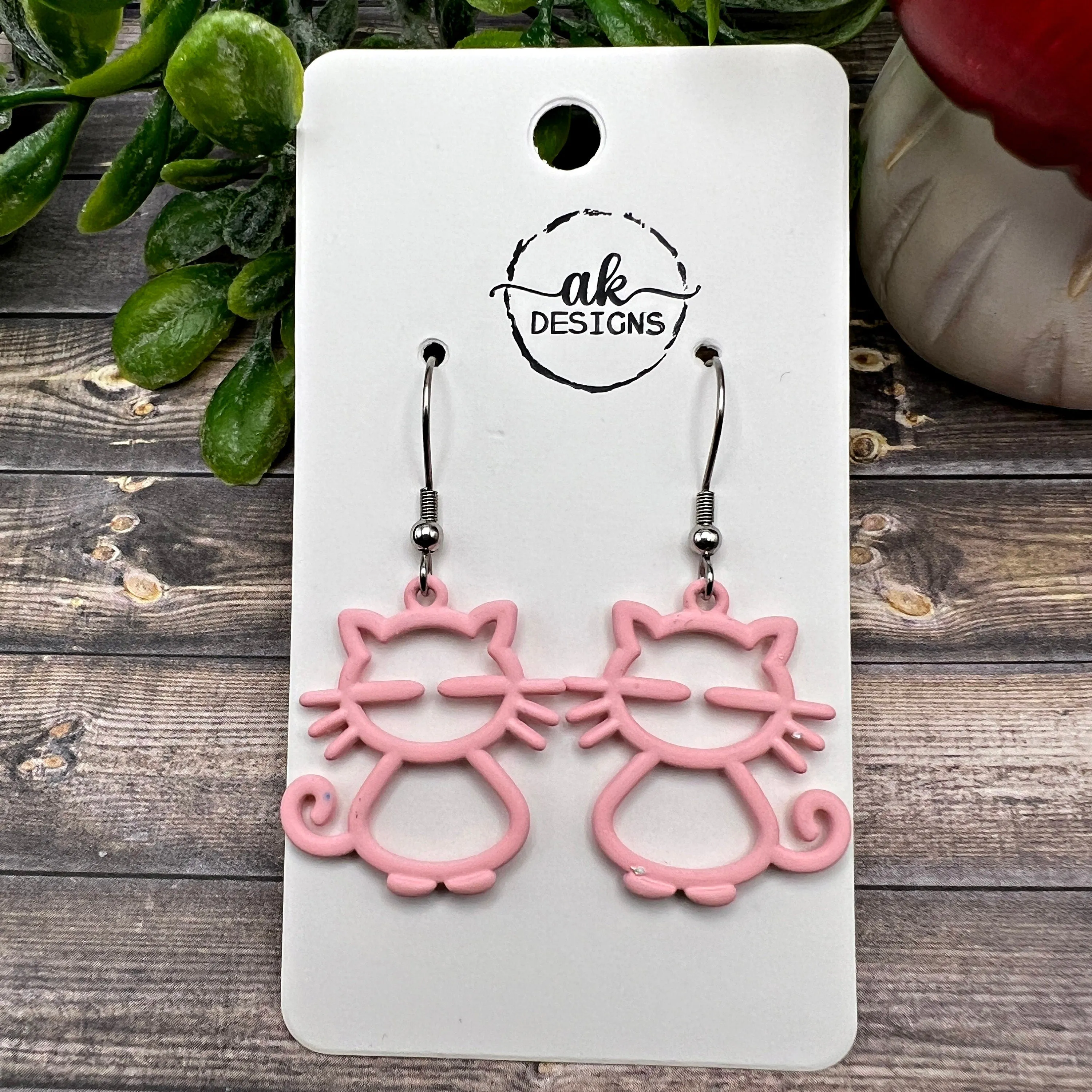 Whiskered Kitty Cat Earrings