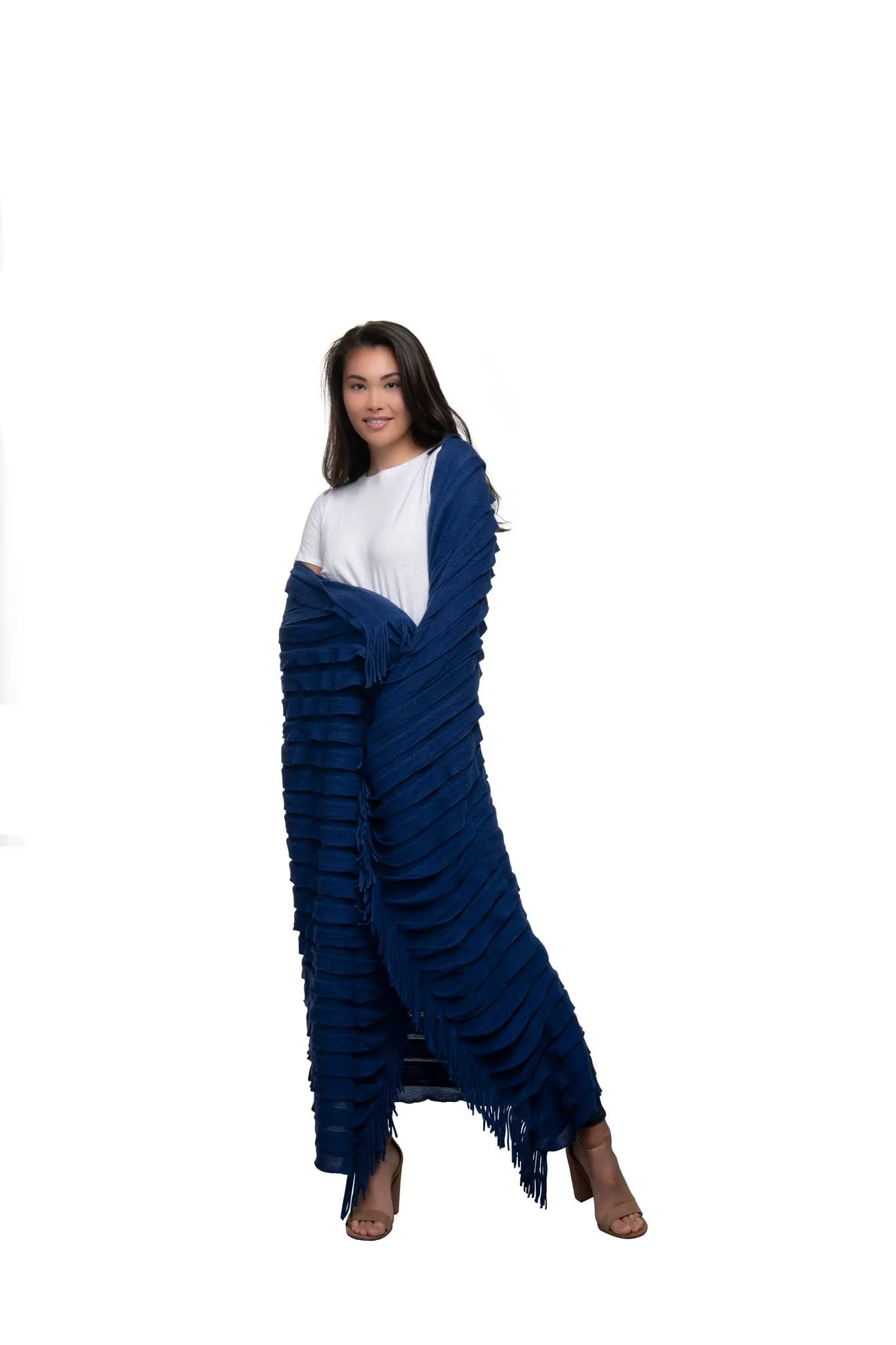 Willow Scarf Blanket-Navy