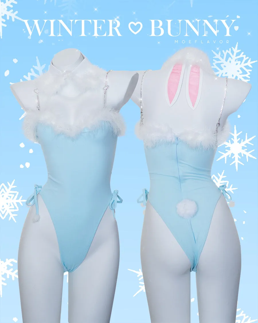 Winter Bunny Heart Rhinestone Bodysuit