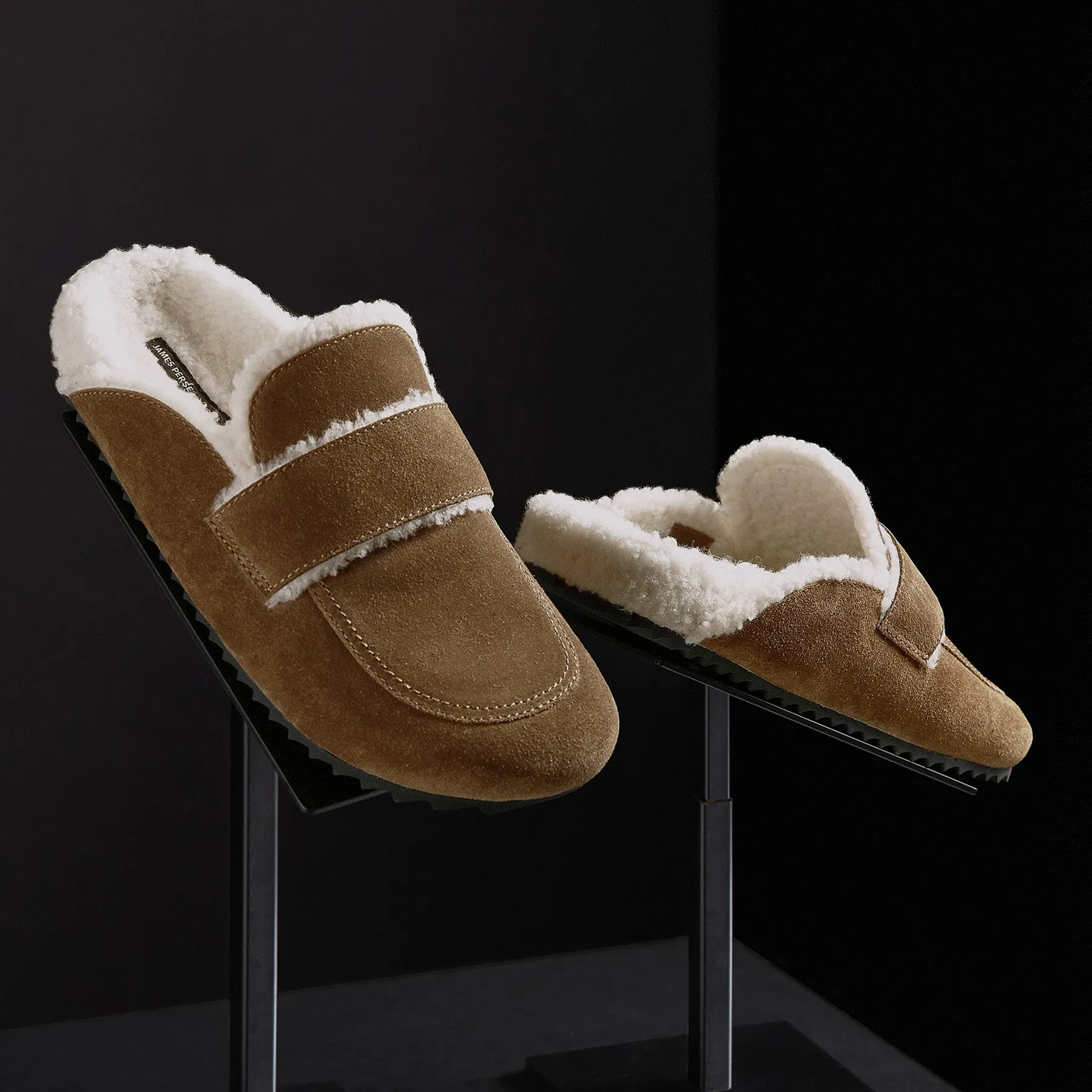 Women's Suede Shearling Loafer - Tabacco/Ivory