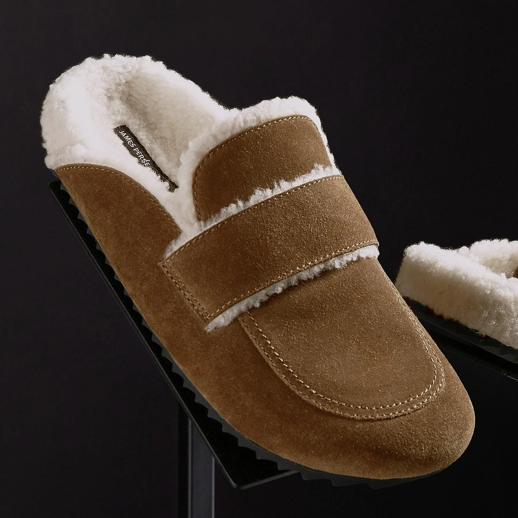 Women's Suede Shearling Loafer - Tabacco/Ivory