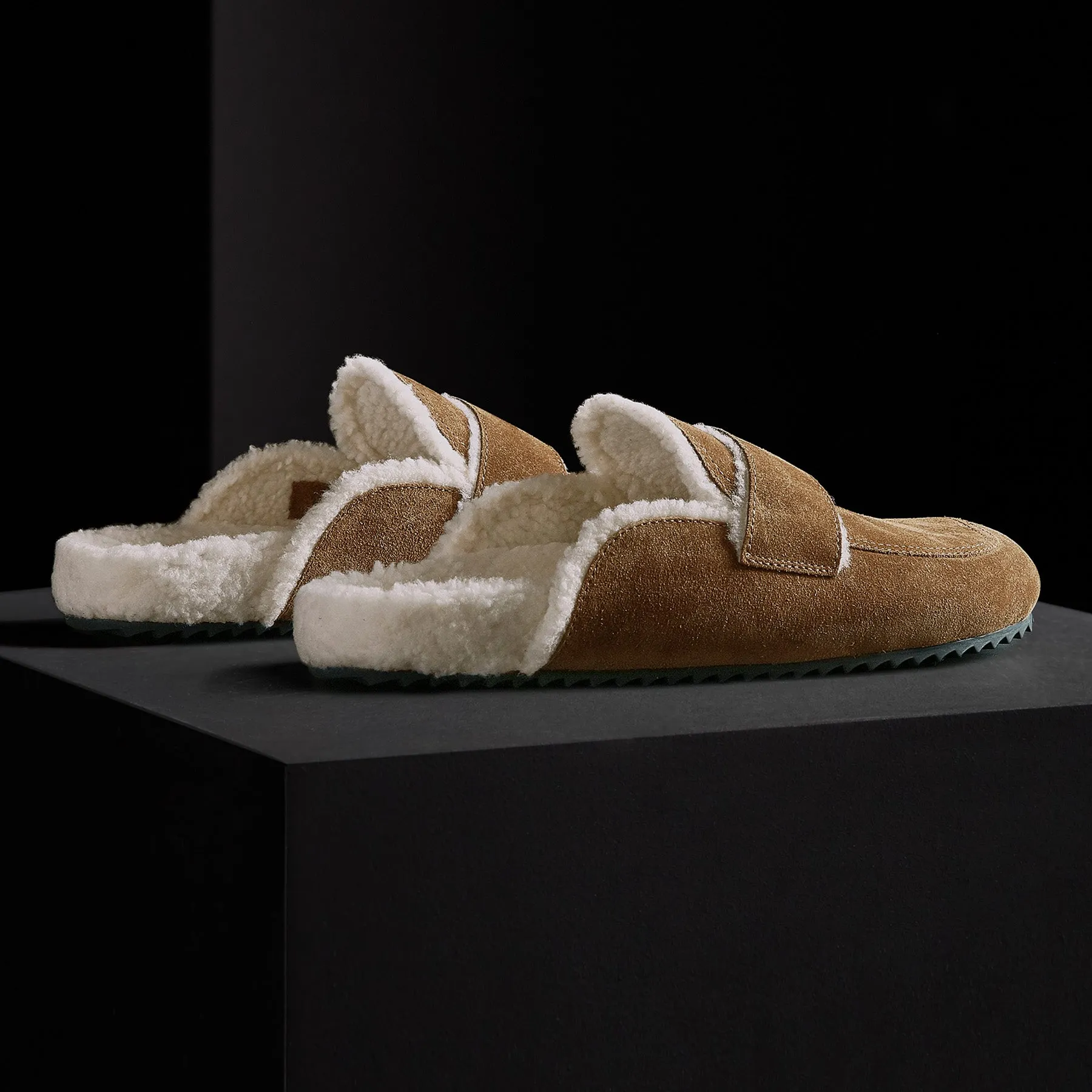 Women's Suede Shearling Loafer - Tabacco/Ivory