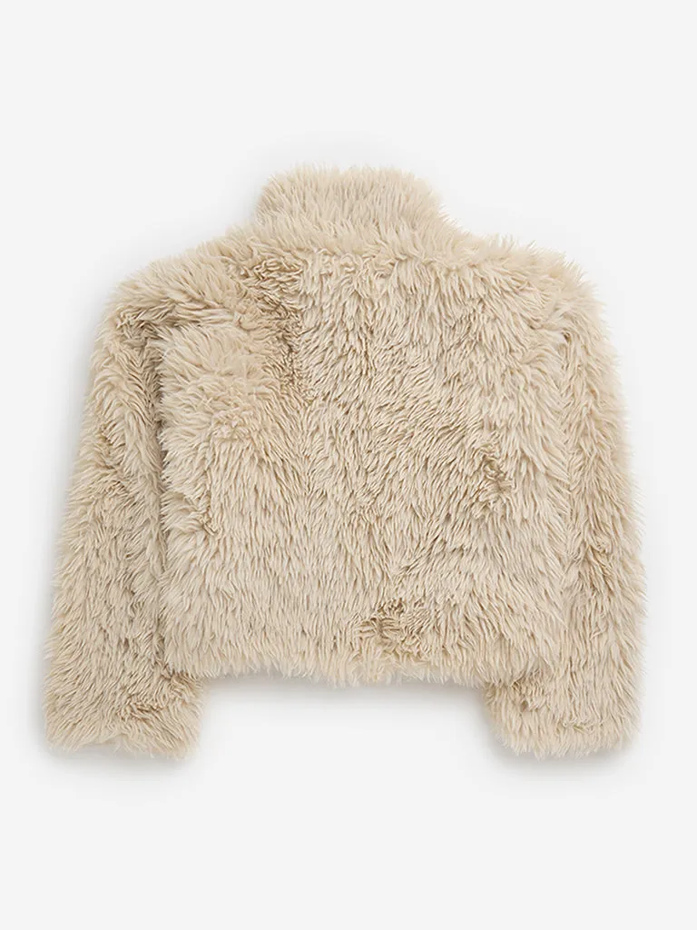 Y&F Kids Beige Faux-Fur Jacket