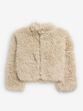 Y&F Kids Beige Faux-Fur Jacket