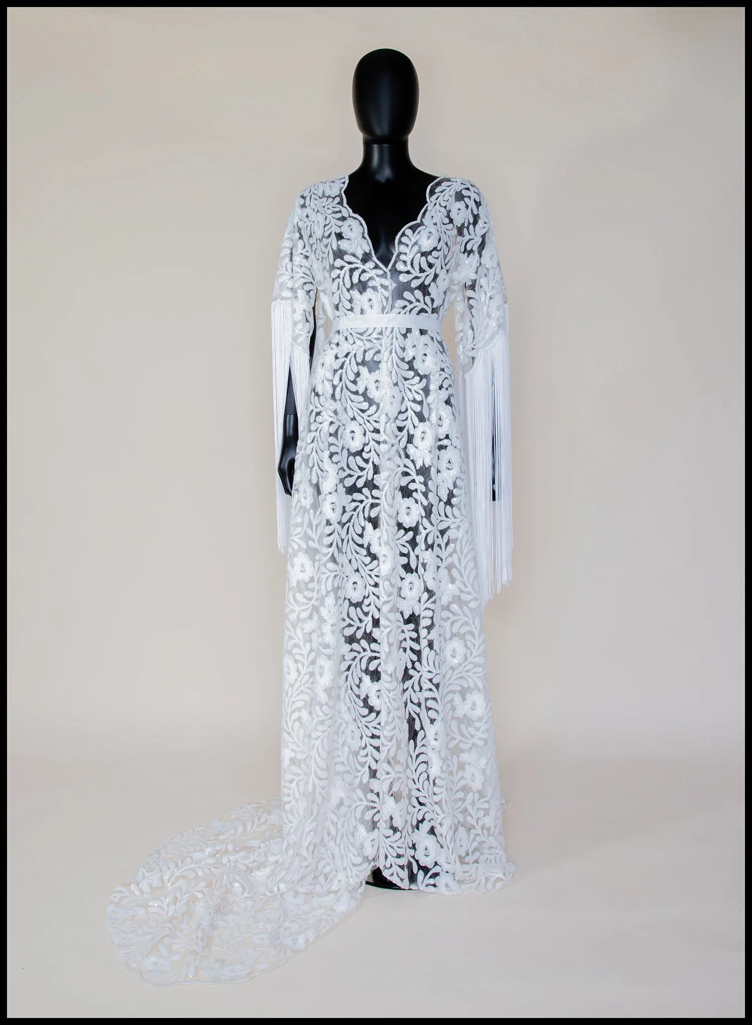 Zelda Sequin Floral Tasseled Robe Gown - S /M